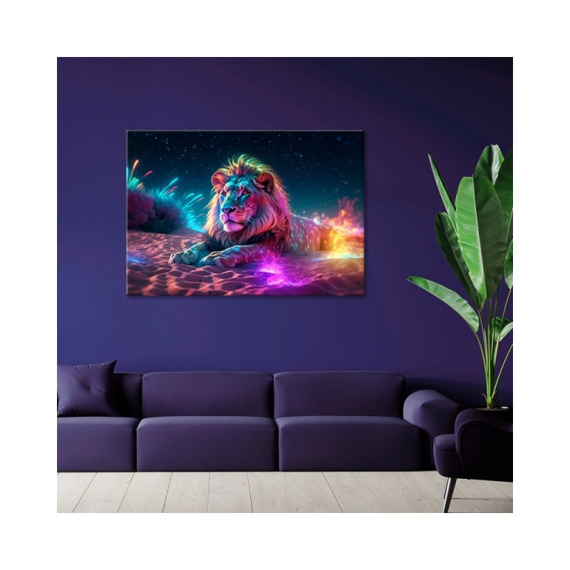Bild auf Leinwand - Neon Löwe Natur Abstraktion | Feeby