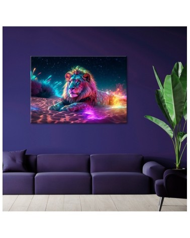 Bild auf Leinwand - Neon Löwe Natur Abstraktion | Feeby