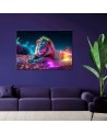 Stylowe obrazy AI - Neon Lew Natura Abstrakcja | FEEBY