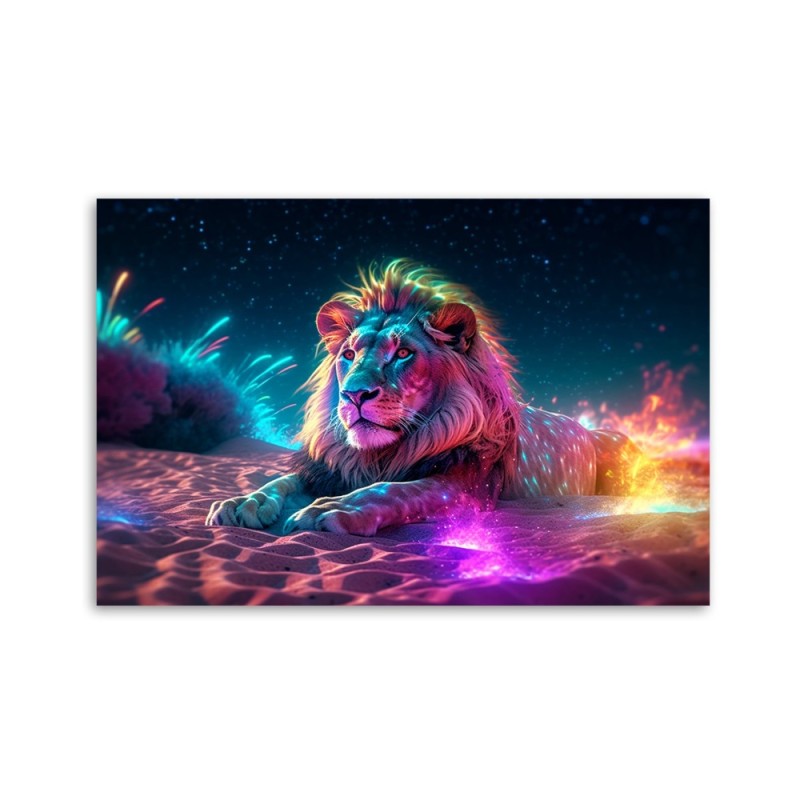 Bild auf Leinwand - Neon Löwe Natur Abstraktion | Feeby