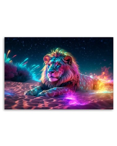 Bild auf Leinwand - Neon Löwe Natur Abstraktion | Feeby