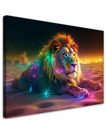Beautiful paintings - Animal AI - Neon Lion Abstraction | FEEBY
