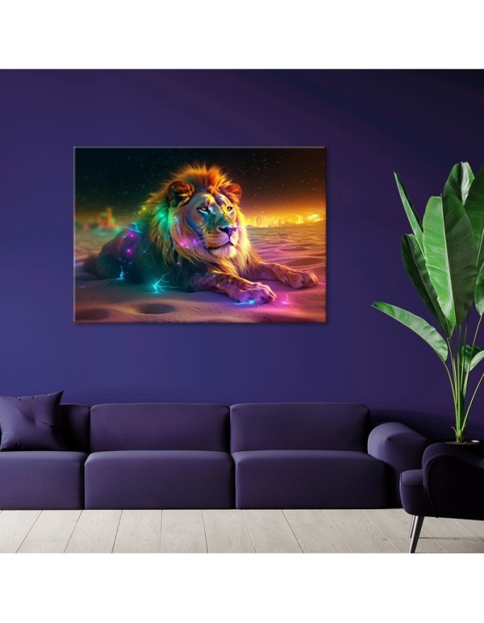 Beautiful paintings - Animal AI - Neon Lion Abstraction | FEEBY