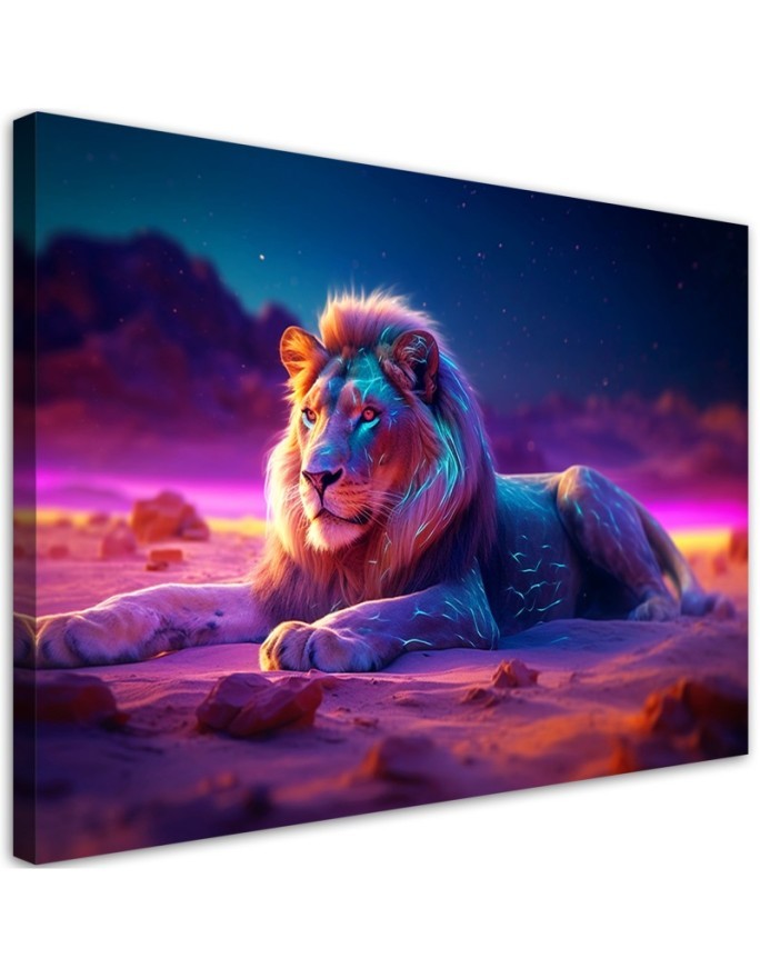 Leinwanddruck - Löwe Natur Tier Neon | Feeby