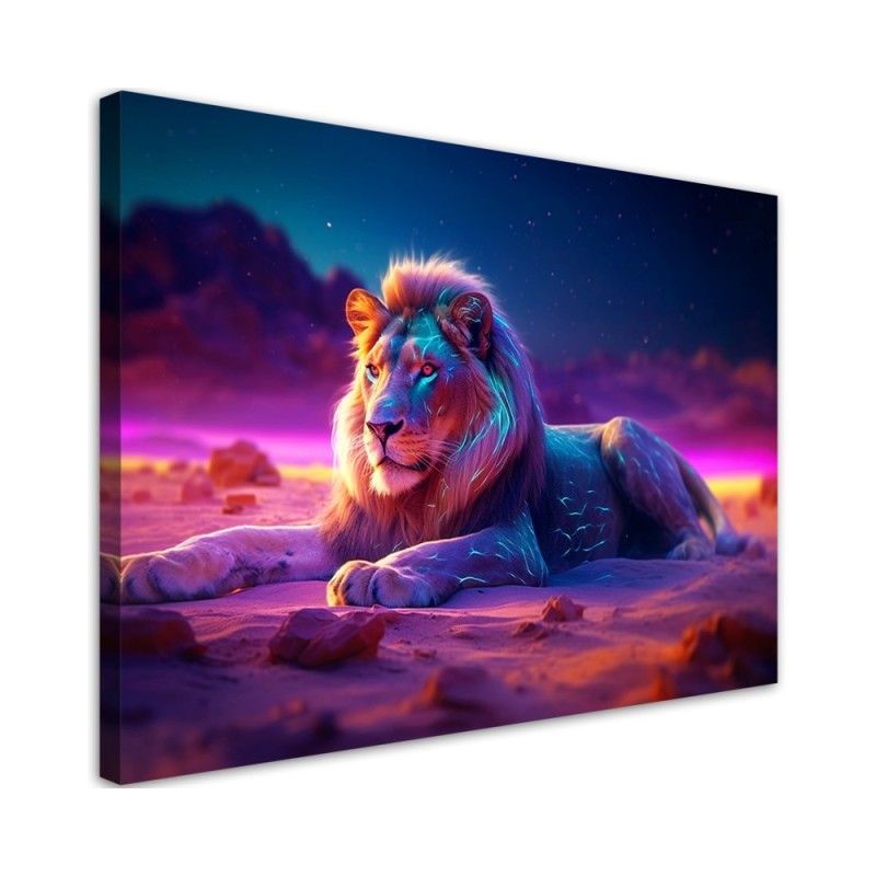 Leinwanddruck - Löwe Natur Tier Neon | Feeby
