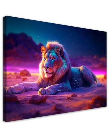Modern paintings AI - Lion Nature Animal Neon | FEEBY