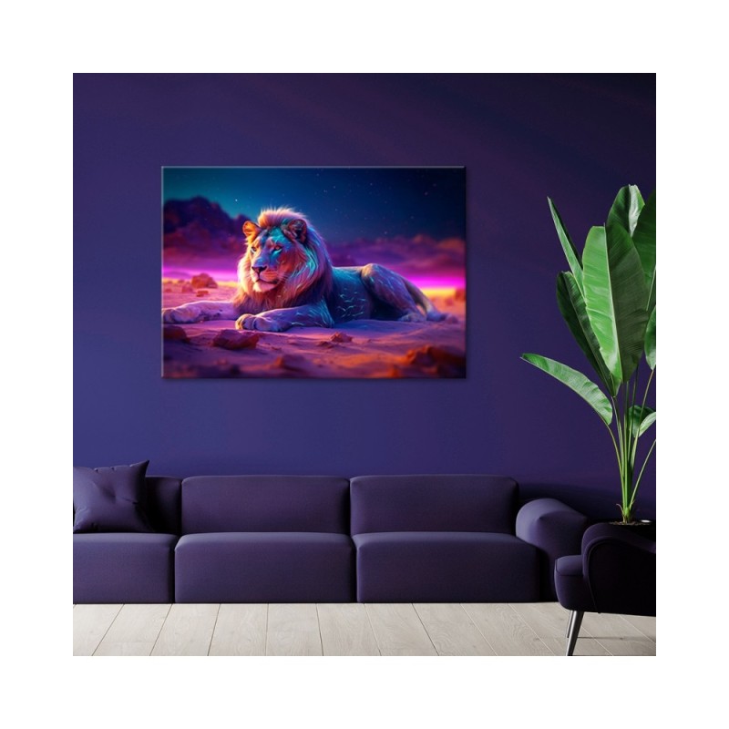 Leinwanddruck - Löwe Natur Tier Neon | Feeby