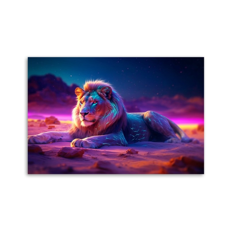 Leinwanddruck - Löwe Natur Tier Neon | Feeby