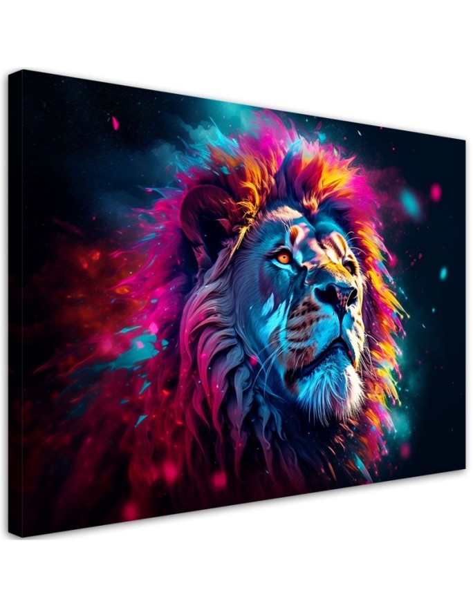 Bild auf Leinwand - Neon Löwe Tier Afrika | Feeby