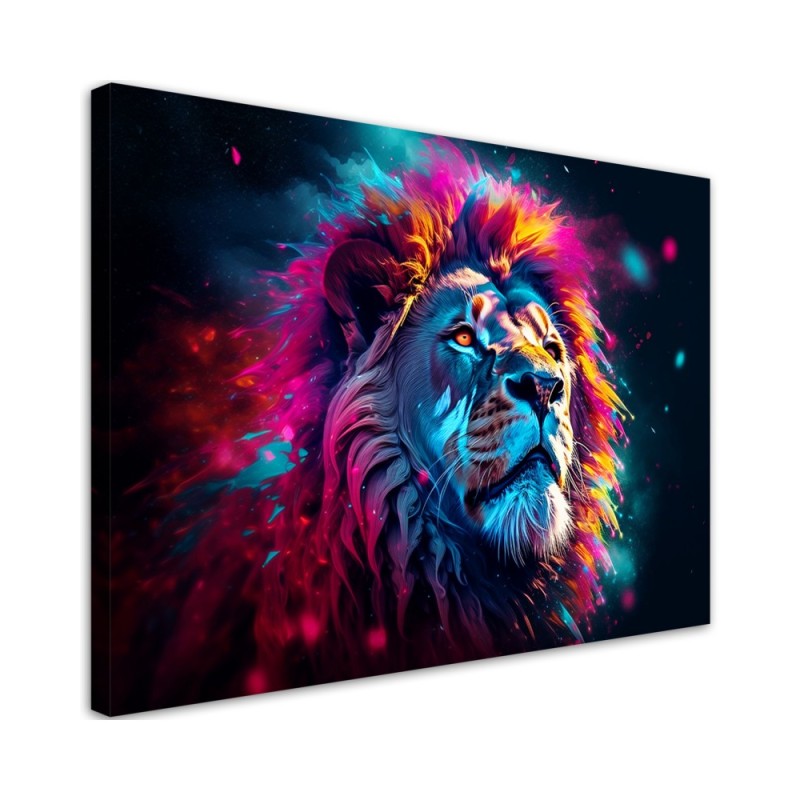 Bild auf Leinwand - Neon Löwe Tier Afrika | Feeby