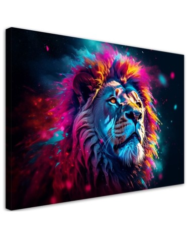 Bild auf Leinwand - Neon Löwe Tier Afrika | Feeby