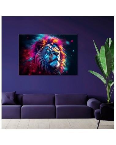Bild auf Leinwand - Neon Löwe Tier Afrika | Feeby