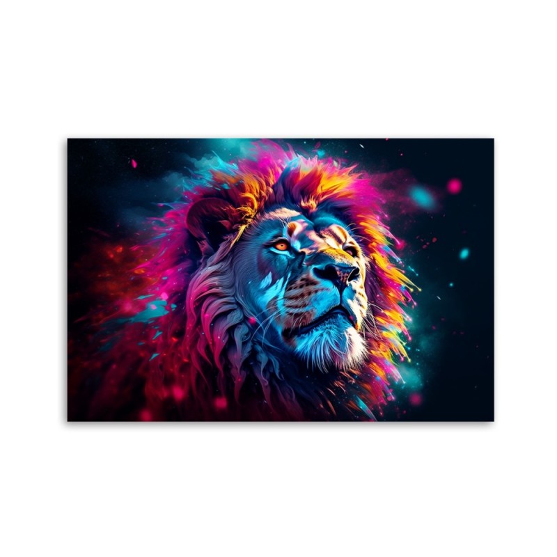 Bild auf Leinwand - Neon Löwe Tier Afrika | Feeby