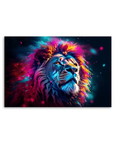 Bild auf Leinwand - Neon Löwe Tier Afrika | Feeby
