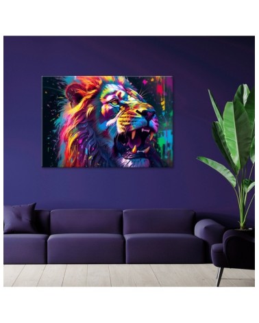 Leinwandbild - Löwe Neon Abstraktion | Feeby