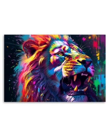 Leinwandbild - Löwe Neon Abstraktion | Feeby
