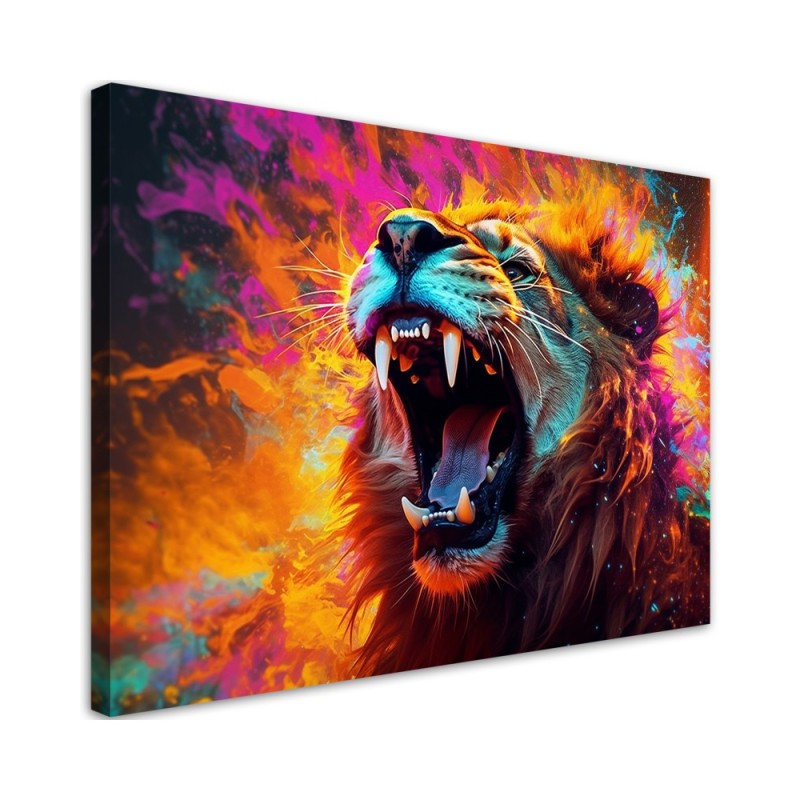 Modernes Wandbild - Löwe Brüllen Abstrakt | Feeby