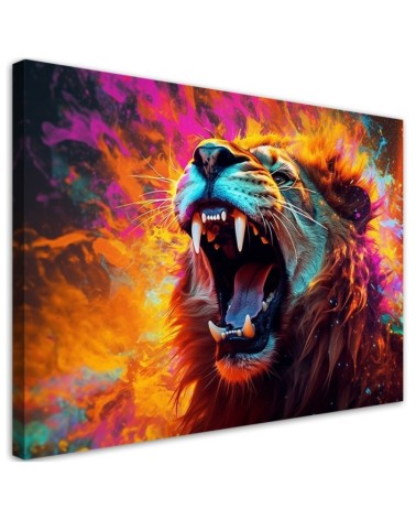 Modernes Wandbild - Löwe Brüllen Abstrakt | Feeby