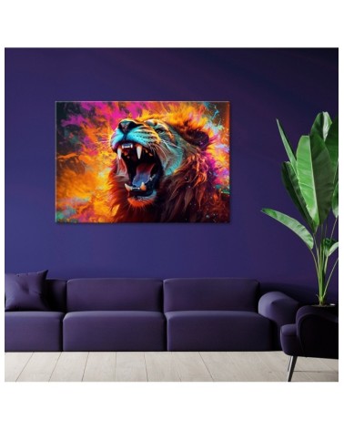 Modernes Wandbild - Löwe Brüllen Abstrakt | Feeby