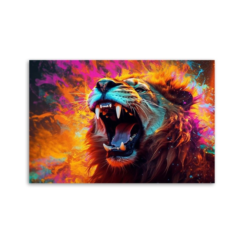 Modernes Wandbild - Löwe Brüllen Abstrakt | Feeby