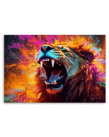 Modernes Wandbild - Löwe Brüllen Abstrakt | Feeby