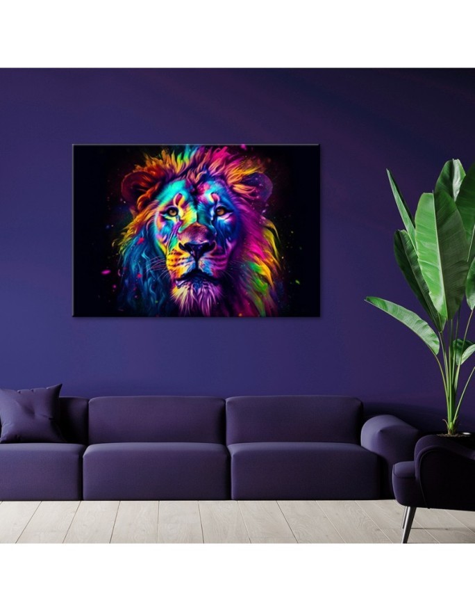 Obrazy ścienne AI - Kolorowy Neonowy Portret Lwa Ai | FEEBY