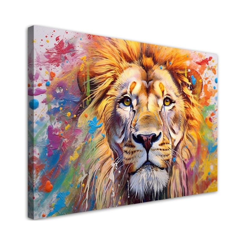 Leinwandbild - Löwe Abstraktion Aquarell AI | Feeby