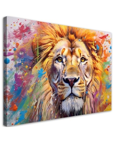 Leinwandbild - Löwe Abstraktion Aquarell AI | Feeby