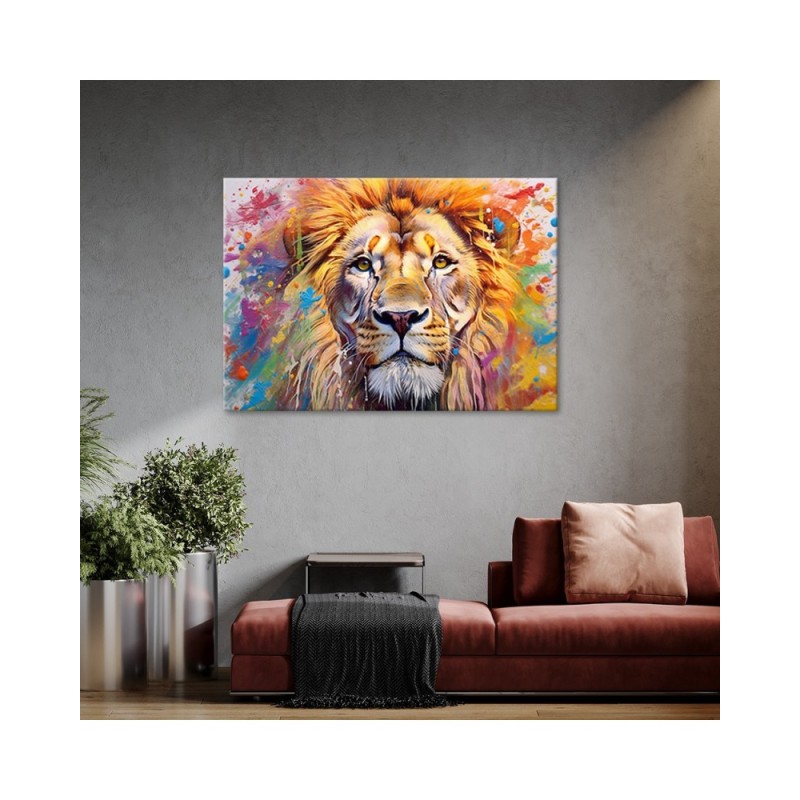 Leinwandbild - Löwe Abstraktion Aquarell AI | Feeby