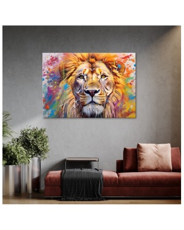 Leinwandbild - Löwe Abstraktion Aquarell AI | Feeby