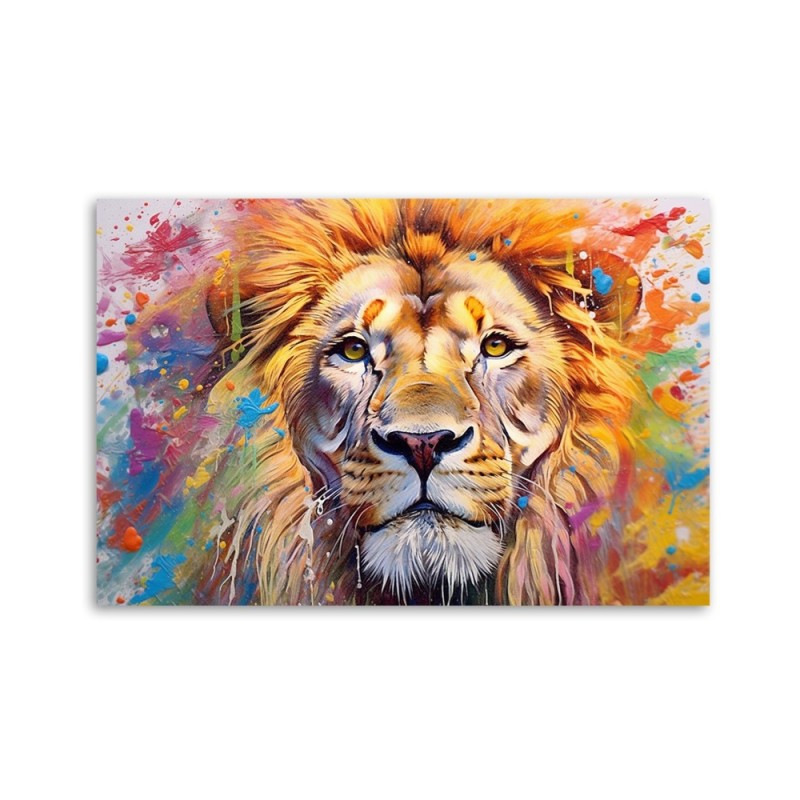 Leinwandbild - Löwe Abstraktion Aquarell AI | Feeby