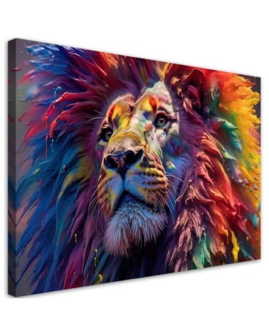 Exclusive wall art paintings - Neon Lion Africa AI | FEEBY