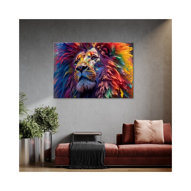 Bild auf Leinwand - Neon Löwe Afrika AI | Feeby