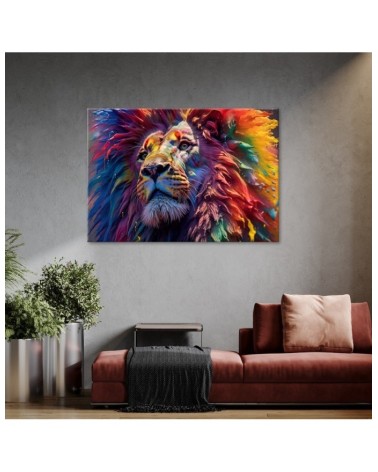 Bild auf Leinwand - Neon Löwe Afrika AI | Feeby