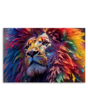 Bild auf Leinwand - Neon Löwe Afrika AI | Feeby