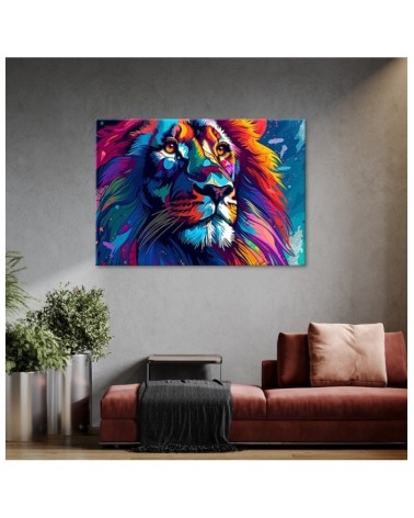 Leinwandbild - Bunte Neon Löwe Abstraktion | Feeby
