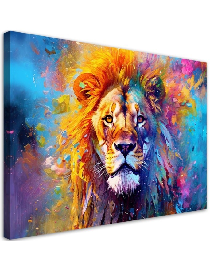Bild auf Leinwand - Bunter Löwe Abstraktion | Feeby