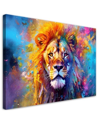 Bild auf Leinwand - Bunter Löwe Abstraktion | Feeby