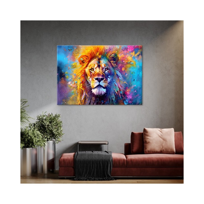 Bild auf Leinwand - Bunter Löwe Abstraktion | Feeby