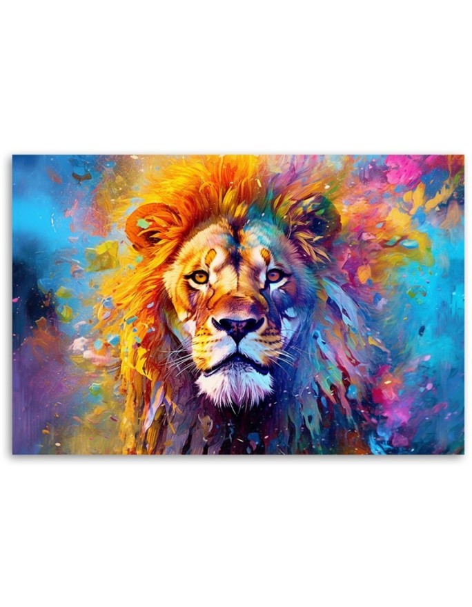 Stylish AI paintings for wall - Colourful Lion Abstraction | FEEBY