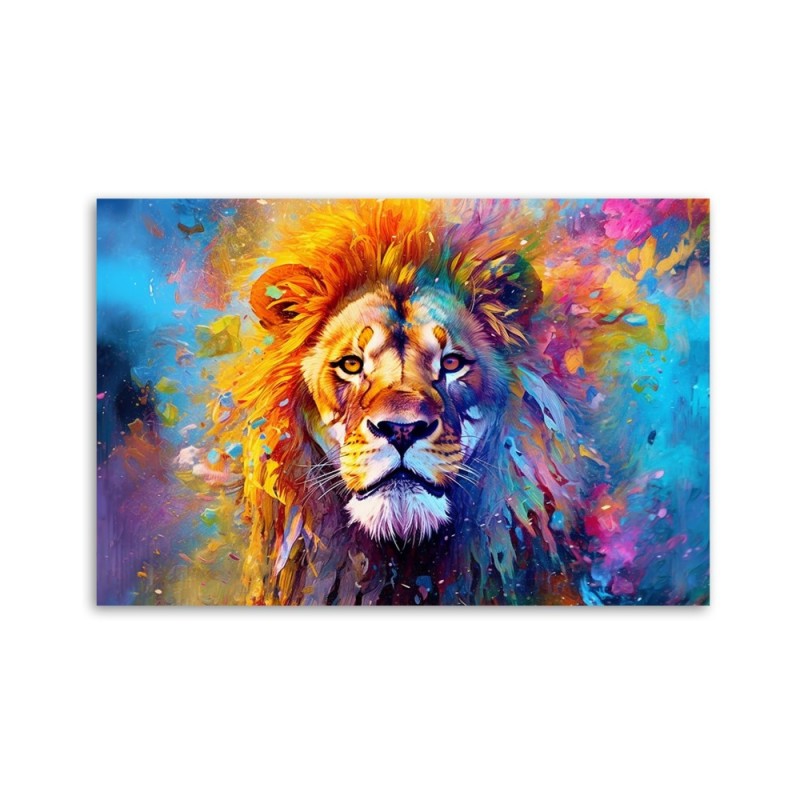 Bild auf Leinwand - Bunter Löwe Abstraktion | Feeby