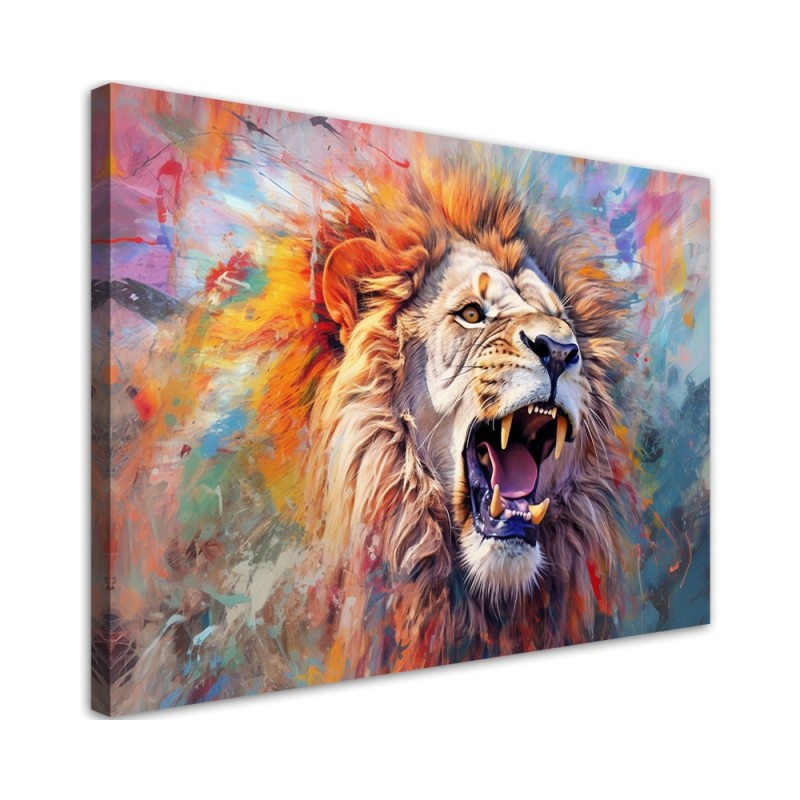 Leinwandbild - Wilder Löwe Abstraktion | Feeby