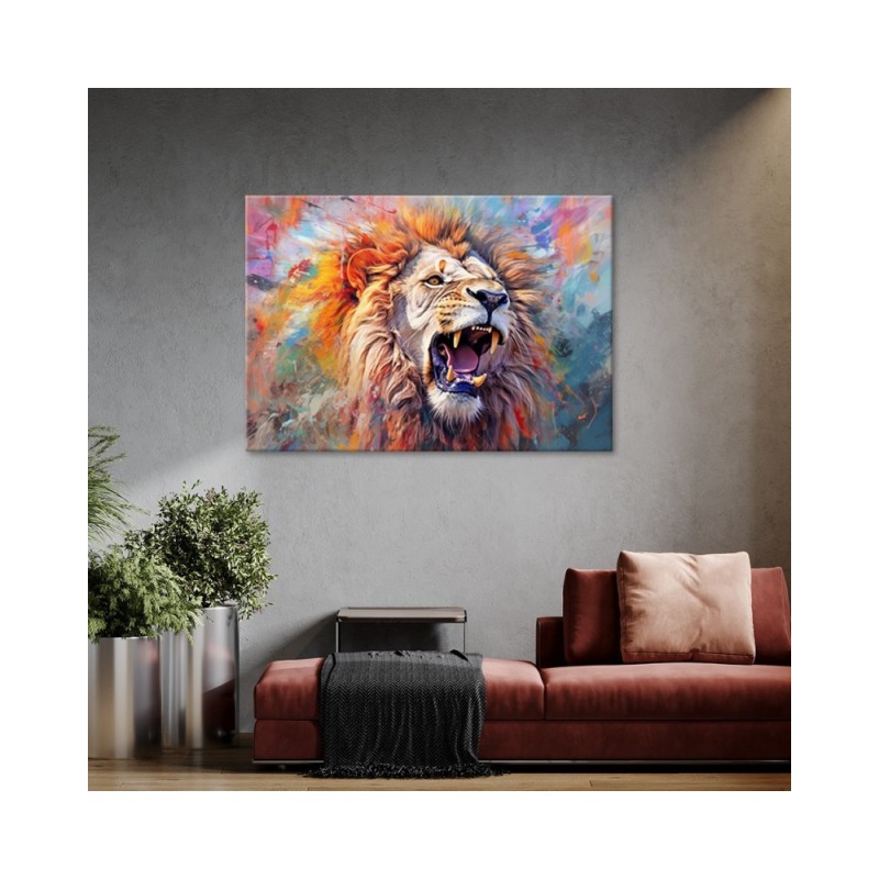 Leinwandbild - Wilder Löwe Abstraktion | Feeby