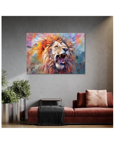 Leinwandbild - Wilder Löwe Abstraktion | Feeby