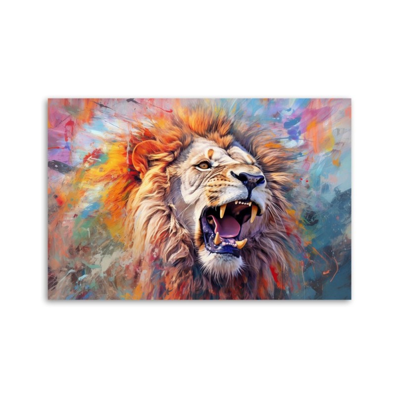 Leinwandbild - Wilder Löwe Abstraktion | Feeby