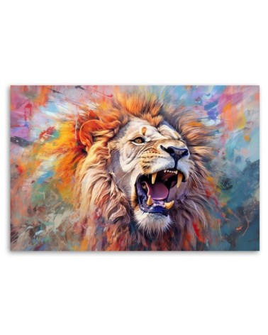 Leinwandbild - Wilder Löwe Abstraktion | Feeby