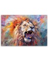 Elegant AI wall paintings for the wall - Threatening Lion Abstraction | FEEBY