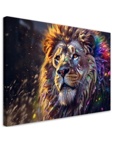 Fashionable AI Canvas paintings for bedroom AI - Lion Animal Abstraction | FEEBY