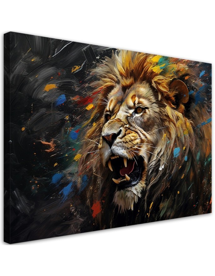 Unique wall art paintings AI - Lion on a dark background | FEEBY