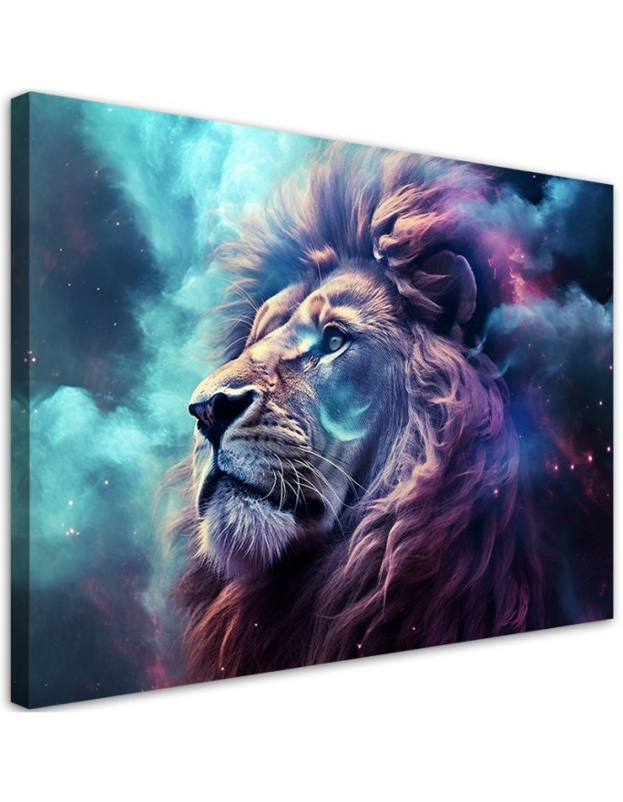 Leinwandbild - Löwe Abstraktion Blau | Feeby